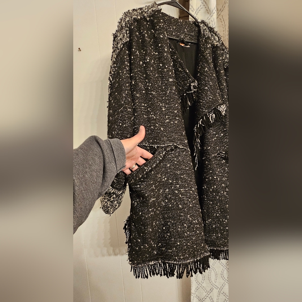 Free People (S) Black Dress Coat - Picture 2 of 4